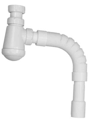 Vandlås til håndvask 1 1/4" x 32/40mm slange 80cm plast hvid